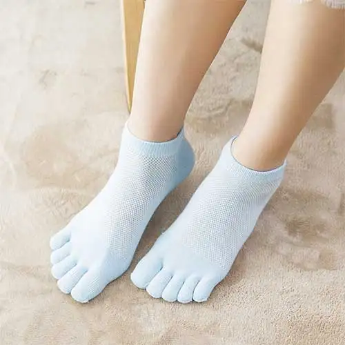 5 пар/лот носки невидимые короткие женские спортивные летние удобные хлопковые бамбуковые женские носки-лодочки женские низкие носки - Цвет: Blue E