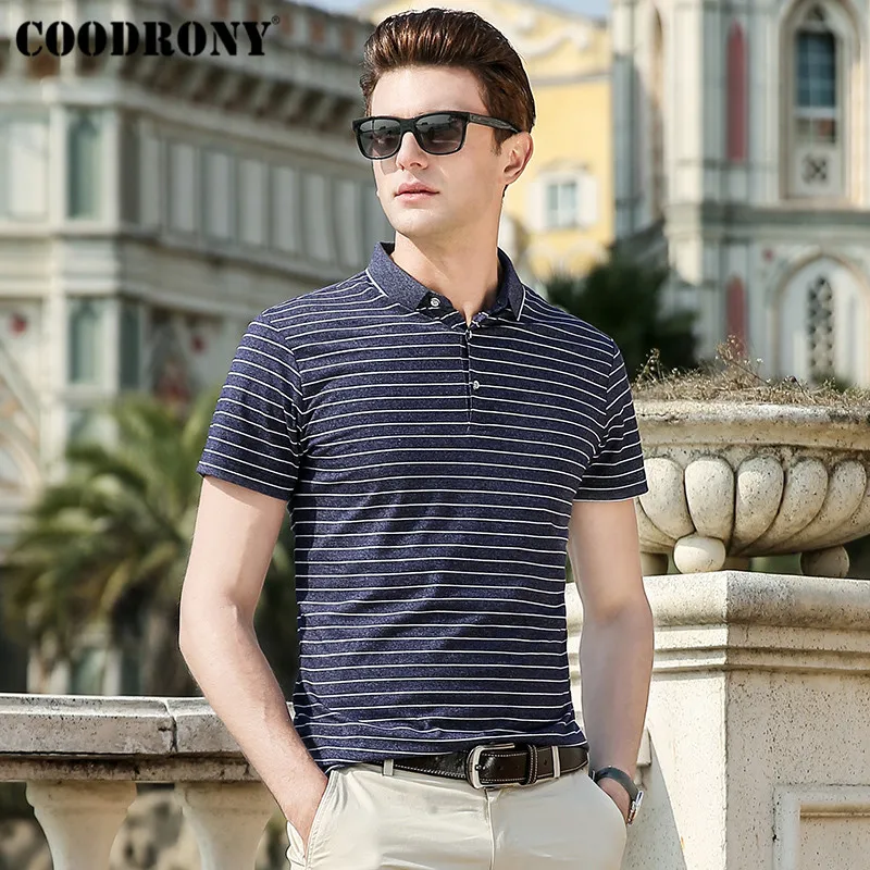 

COODRONY Streetwear Fashion Striped Design Casual T-Shirt Men Cotton T Shirt Men Summer Cool Short Sleeve Tee Shirt Homme S95068