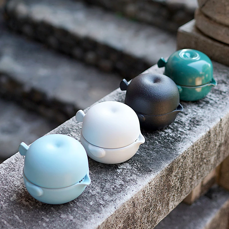 

PINNY Portable Tea Set Include 1 Pot 1 Cup Ceramic Travel Teapots Chinese Tea Service Fit For Office Use Kung Fu Teacups