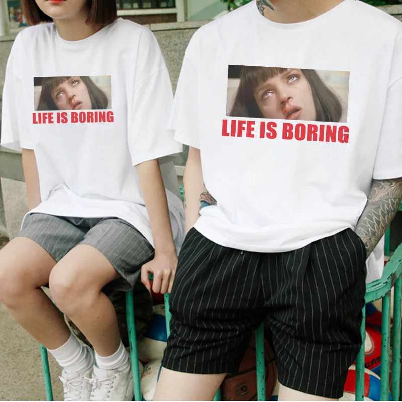 

Pulp Fiction Life Is Boring T-Shirt Men 2019 Hot Summer Hip Hop Movie T Shirts Harajuku Streetwear Brand Hipster Punk Tops BZ061
