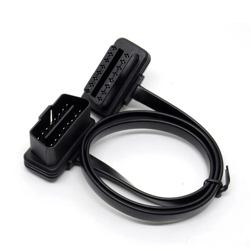 60/100CM 16Pin OBDII OBD 2 OBD2 Cable Connector Diagnostic-Tool ELM327 Adapter Flat Thin As Noodle Male to Female Extension