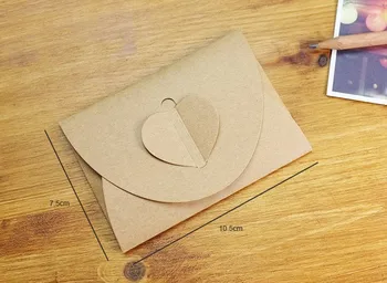 

New 105*75mm Vintage Romantic Heart series Kraft Paper Envelope DIY Gift Wholesale