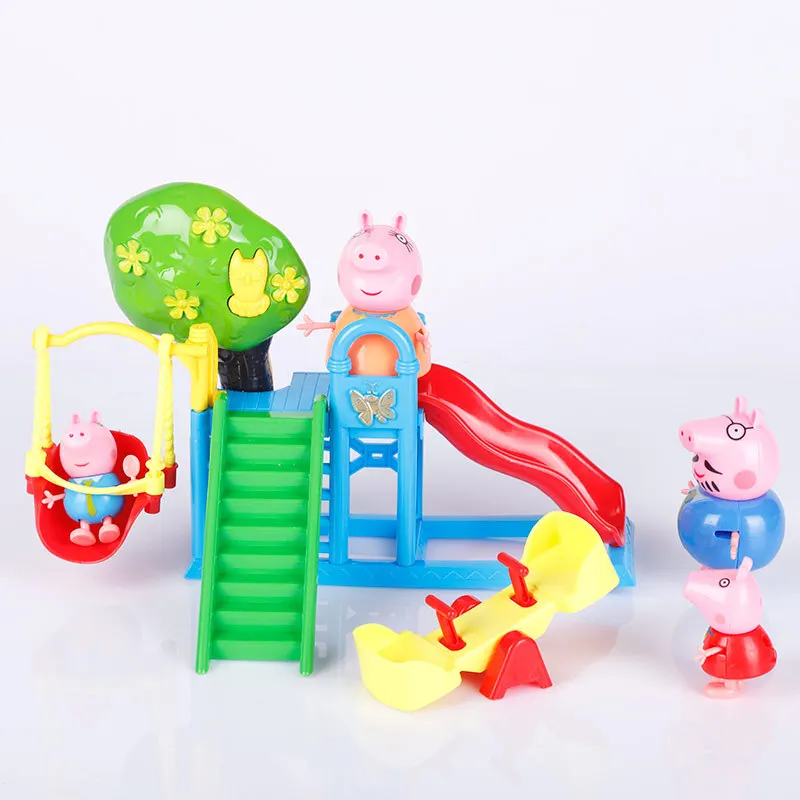 

Amusement park slide Peppa Pig Figure ToysPlay House Swing Ferris Wheel Set PVC Action Toys Juguetes Baby Kid Birthday Gift