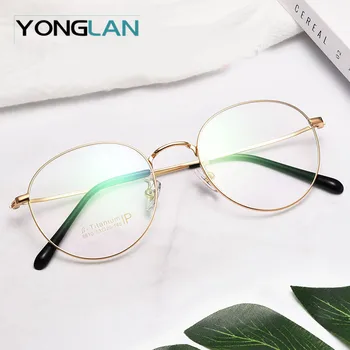 

Pure titanium Optical Glasses Frame Ultralight Round Design Men Women Myopia Optics Eyewear Clear Lens Gafas Goggles