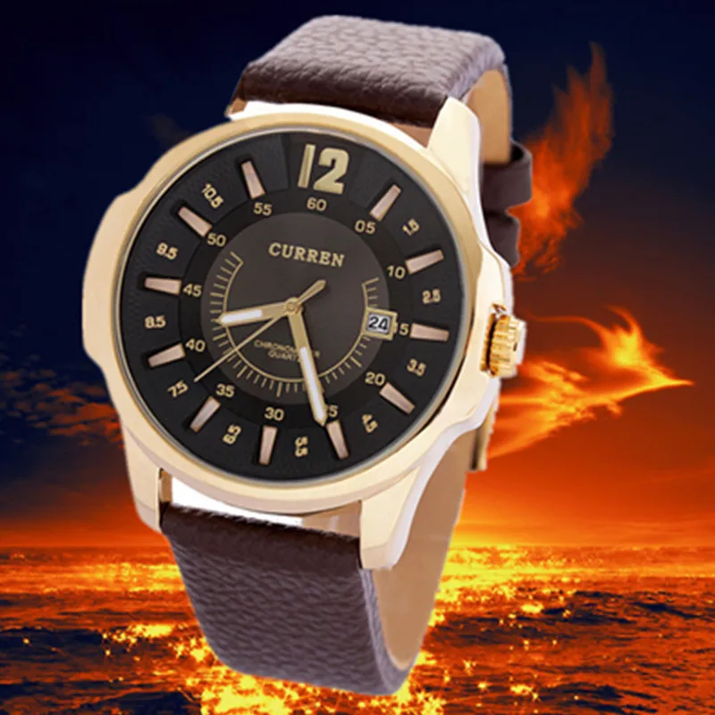 

Luxury Brand Men Military Sport Watches Men's Quartz Clock Leather Strap Waterproof Date Wristwatch Reloj Hombre Designer