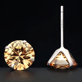 

LEKANI 4MM Round Crystals From Swarovski Real 925 Sterling Silver Stud Earrings Fashion Jewelry for Women Men Drop Shipping