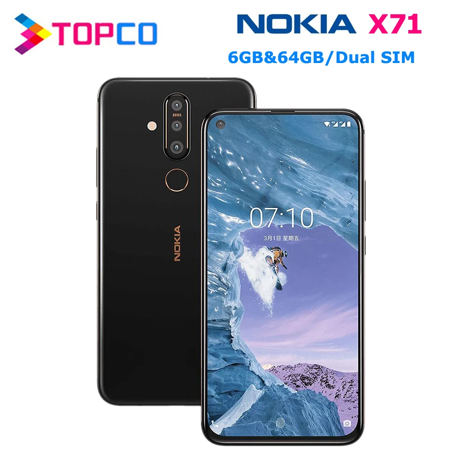 Nokia X71 Android мобильный телефон Восьмиядерный 4G LTE 6,39 ''6 Гб ram 64 Гб rom Dual SIM 48MP 3 камеры заднего вида