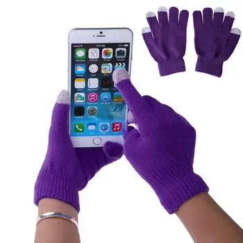 Unisex Winter Warm Capacitive Knit Gloves Hand Warmer for Touch Screen Smart Phone Female Gloves 2017 New Fingerless Gloves