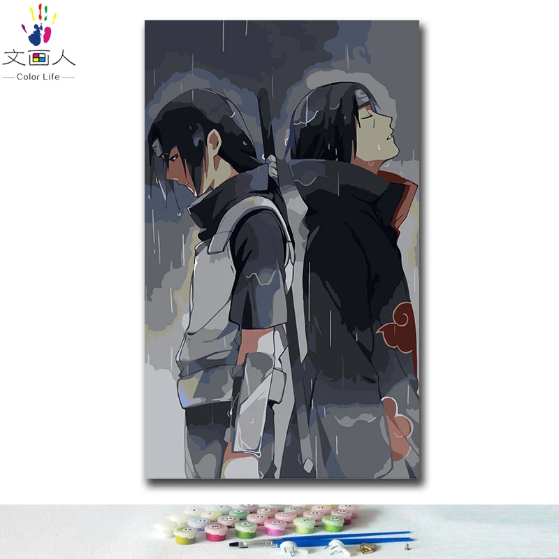 DIY картинки для раскраски по номерам с цветами Аниме Наруто Саске Наруто Какаши картина Рисование по номерам в рамке - Цвет: 70105