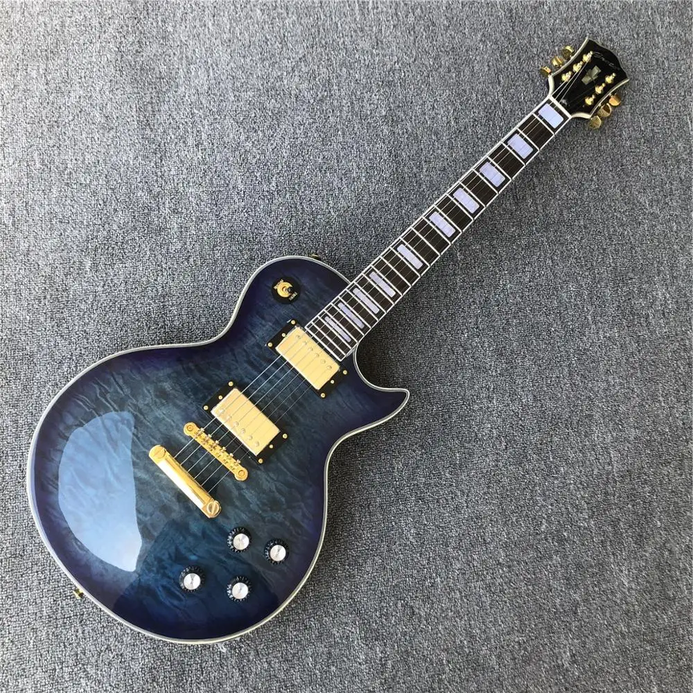 

Grote 2019 New Blue Burst Maple Electric Guitar Custom Solid Mahogany body Gold hardware Standard Electric Guitarra