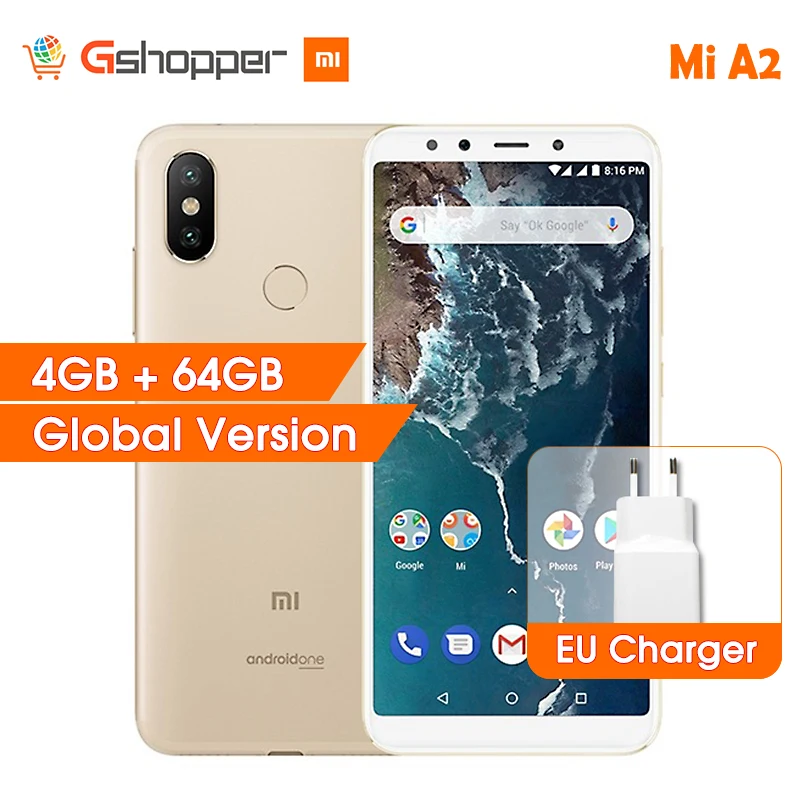 

Global Version Xiaomi Mi A2 MiA2 4GB RAM 64GB ROM Mobile Phone Snapdragon 660 Octa Core 5.99" 19:9 Full Screen 20MP Dual Camera