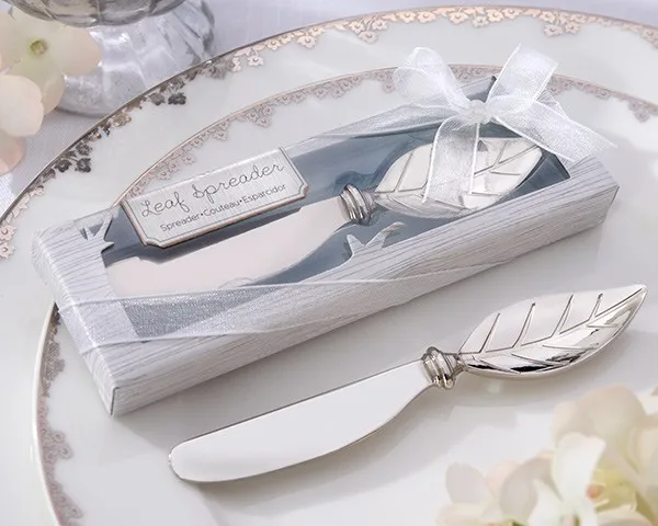 

New arrival Chrome Leaf Spreader Butter Cake Knife 100PCS/LOT Bridal Shower Wedding favors and gifts Free shipping