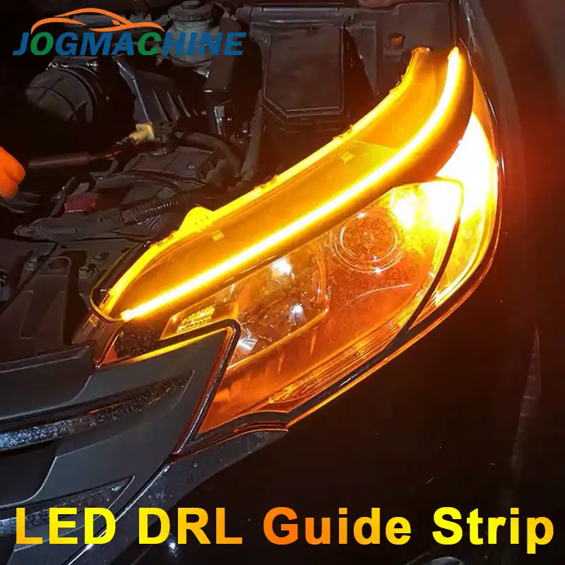2x Sequential LED Strip Yellow Turn Signal Switchback Red Daytime Running Lights
