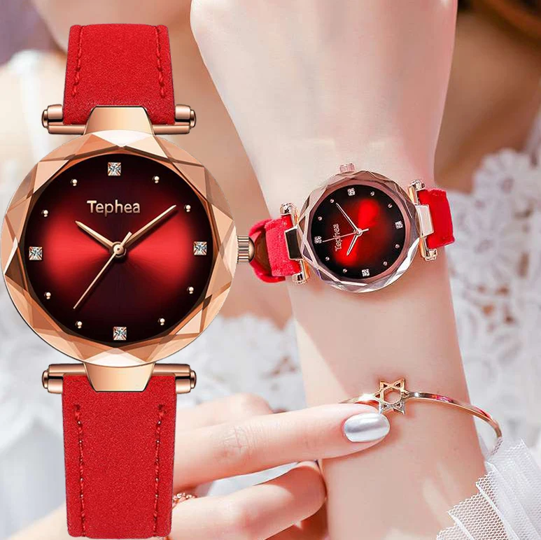

Luxury Rose Gold Women Watches 2019 Fashion Stainless Strap Ladies Wrist Watch Prism Surface Diamond Gift Clocks Drop Shipping