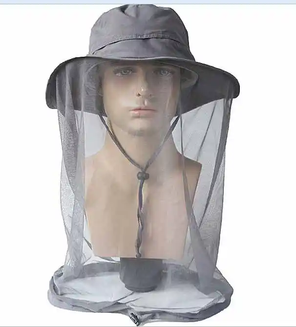 Круто! Для женщин Для мужчин ведро Кепки сетки крышка Anti Mosquito насекомыми быстросохнущая дышащая шляпа Открытый Рыбалка защитные аксессуары - Цвет: Dark gray
