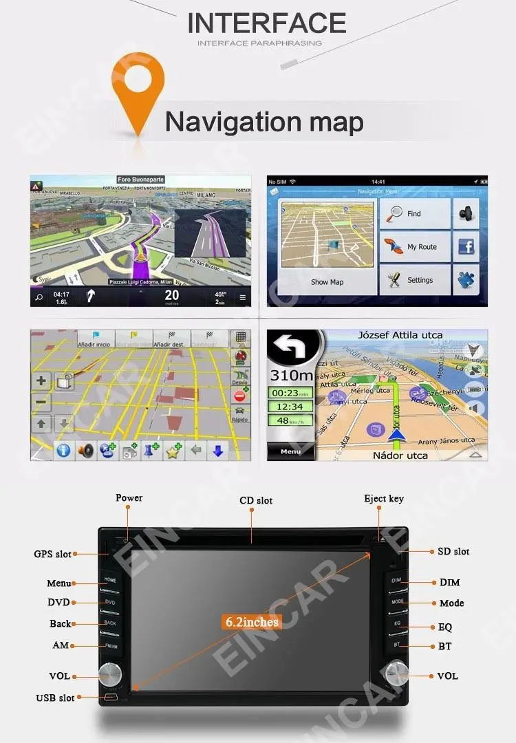 Perfect Double 2 DIN In Dash GPS Nav Car DVD Player Stereo Radio USB Bluetooth+Map+Cam 18