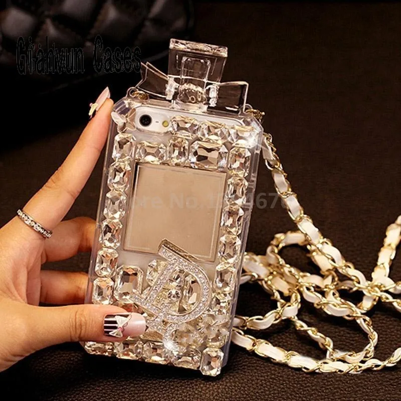 

White Luxury Bling Crystal Diamond Lanyard Chain TPU For iphone 11 pro max X Xr Xs Xsmax 6 6S 7 8 Plus phone case