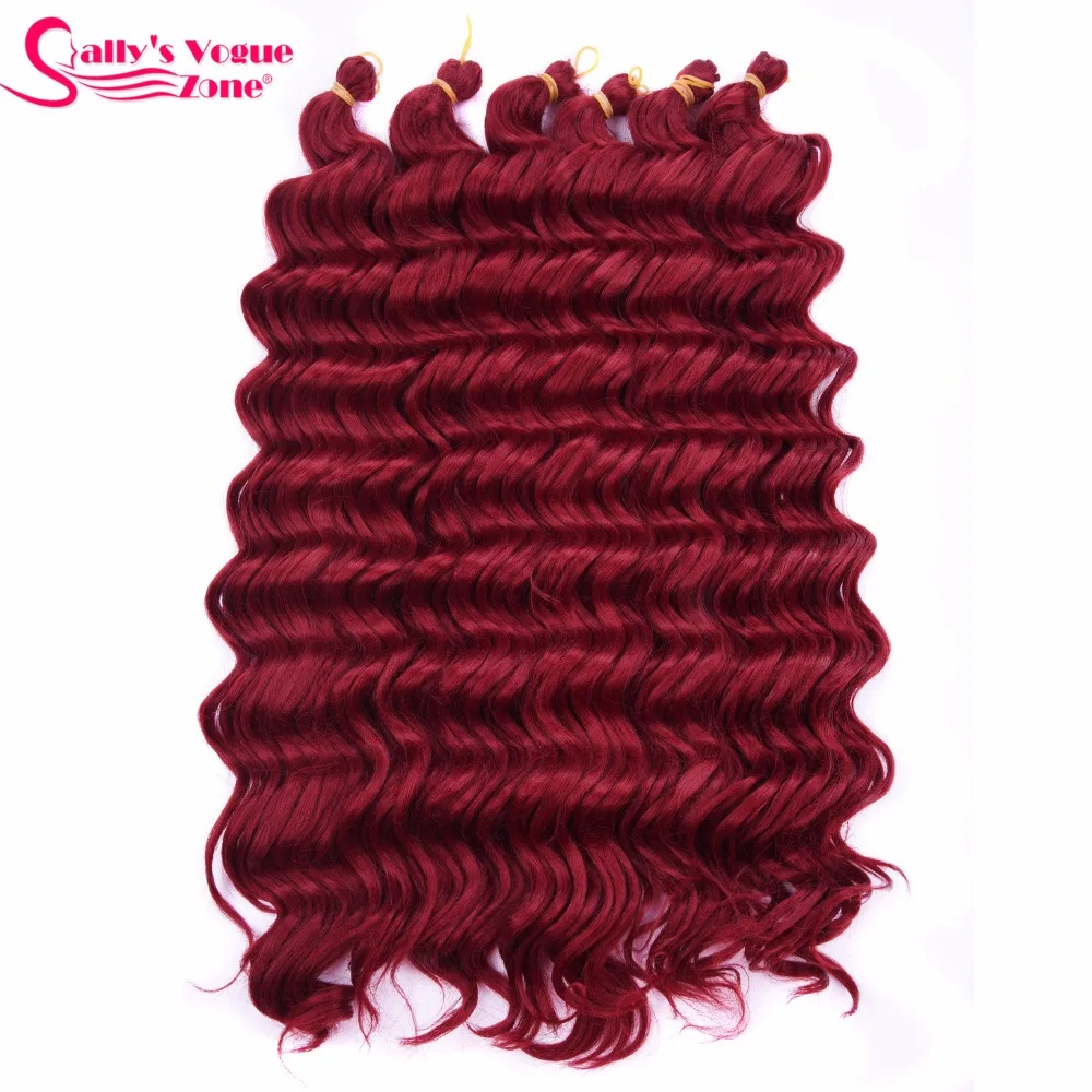 Sallyhair High Temperature Synthetic Deep Wave Twist Crochet Braids Black Color Bulk Hair Extension  (42)