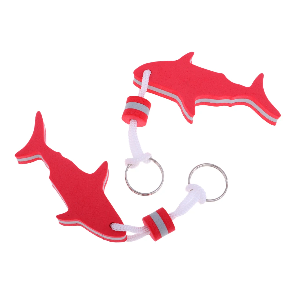 2 Pieces Shark Shaped EVA Foam Floating Keychain Yachting Sailing Swim Surf Boat Fishing Keyring Water Key Float - Choose Colors