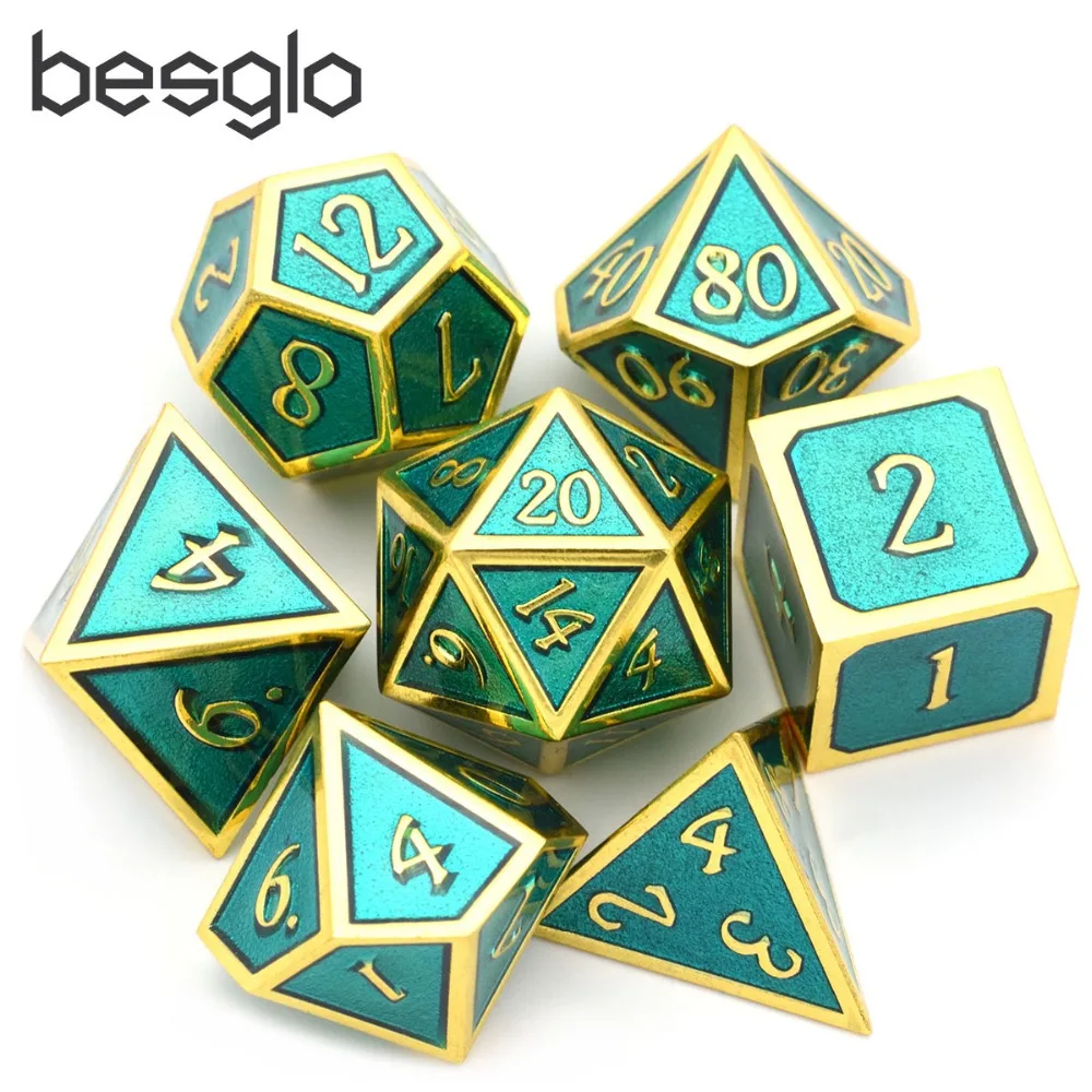 

Polyhedral Metal Dice Set 7-Die Role Playing Dice for Board Game Dungeons and Dragons Dice for Tabletop Games RPG Board Games