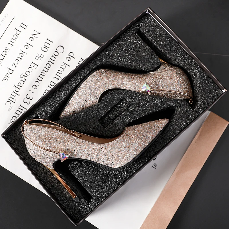 

Luxury Brand Designer High Heels Pumps Women Shoes 2019 Spring Star Toe Pumps with Crystals Wedding Payty Dress Shoes