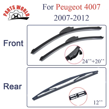 

Kit Rubber Front And Rear Wiper Blades For Peugeot 4007 2007-2012.Windscreen Wipers Car Windshield Accessories