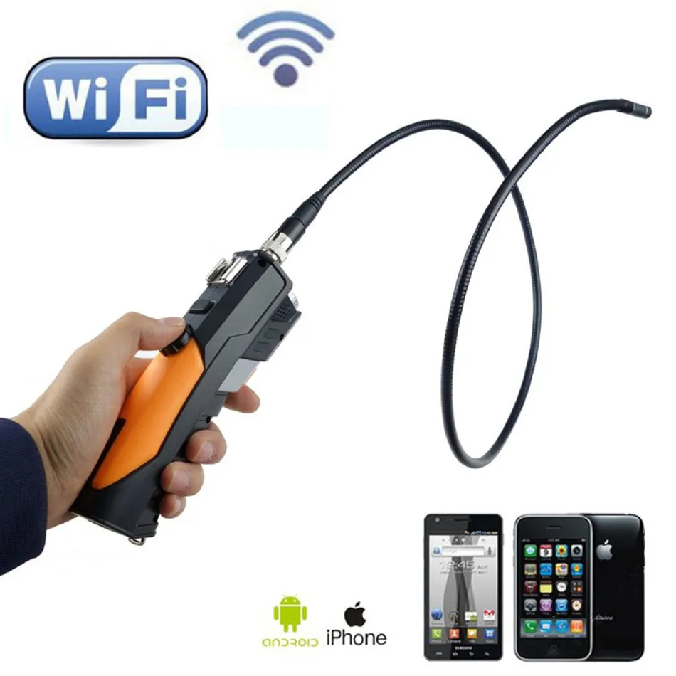 

WF200 Wireless Wifi Endoscope Borescope Video Inspection 2.0 Mega Pixels Camera Soft Tube 8.5mm Diameter 1 Meter Handheld 720P