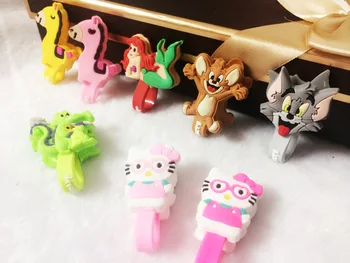 

50pcs/lot Mermaid Kitty Cartoon Style Headphone Cord Holder Earphone Cable Wire Organizer USB Charger Cable Winder Best Gift