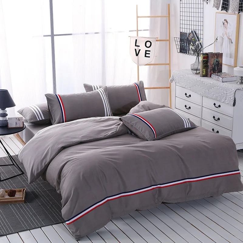 

Silver Grey Brief Bedding Set 3-4pcs Polyester Duvet Cover Sets Single Double Bed Adults Twin Full Queen King Size XF216-13