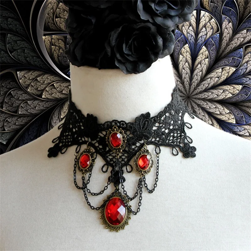 YiYaoFa готическое ювелирное изделие, винтажное кружевное ожерелье и подвеска, Женские аксессуары, колье, ожерелье, ложный воротник, массивное ожерелье с GN-62