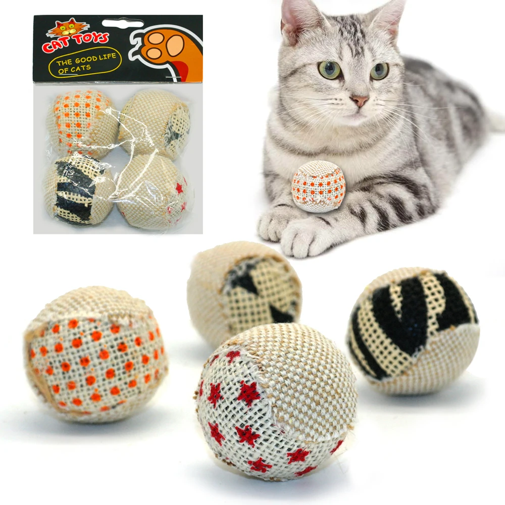 4pcs/pack Ball Cat Toy Interactive Cat Toys Play Chewing Rattle Scratch