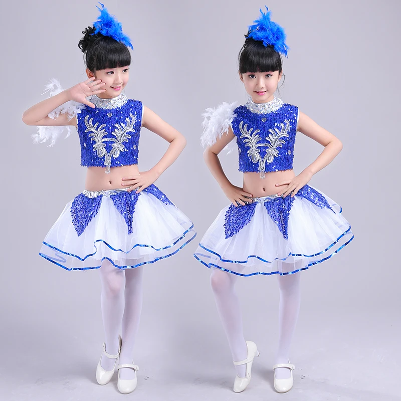 

Boy girls jazz dance performing costumes children's dance stage performances princess dresses latin dance, modern dance group