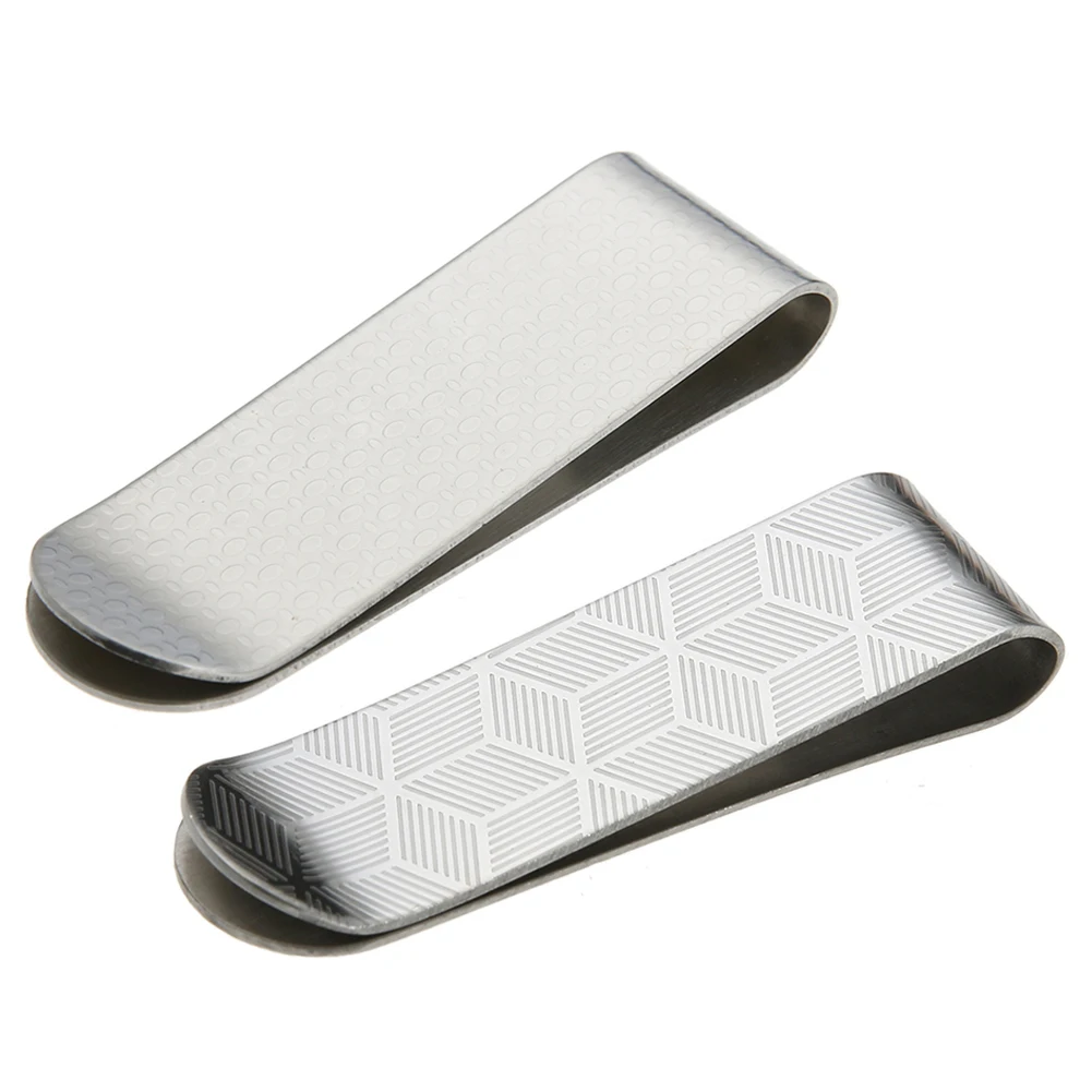 

Fashion Metal Stainless Steel Men Stripe Print Money Clips Folder Card ID Case Clip