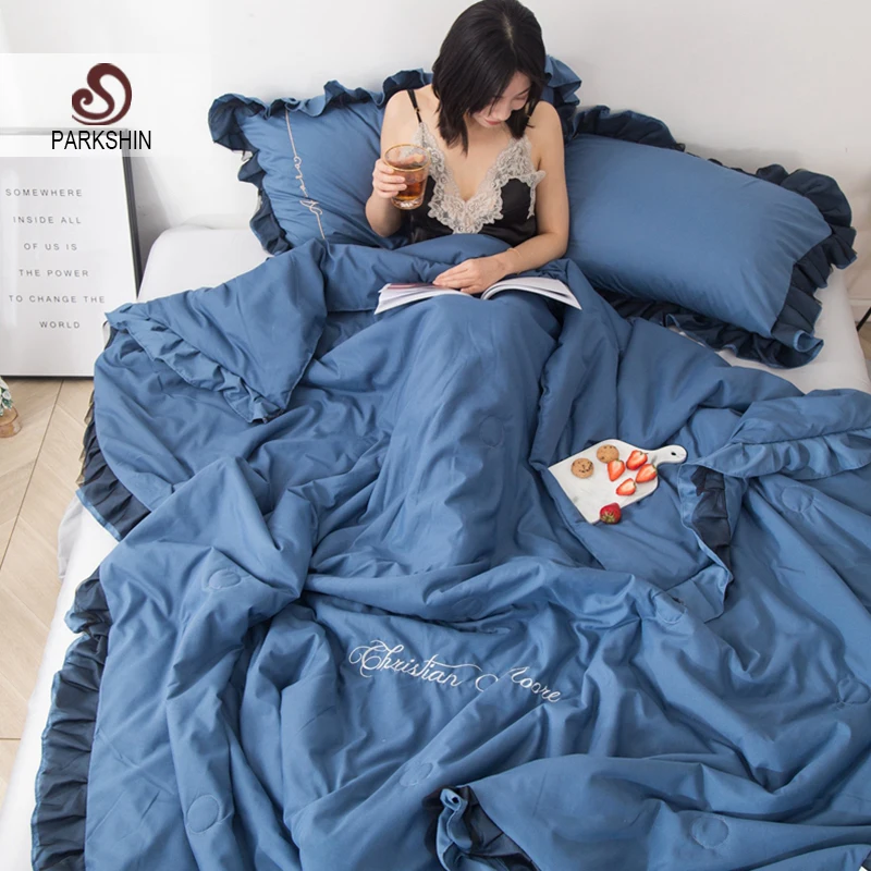 

Parkshin 1PCS Quilt Bedding Comforter Home Textiles Double Queen King Lace Decorative Bedding Blanket Filling Summer Quilt