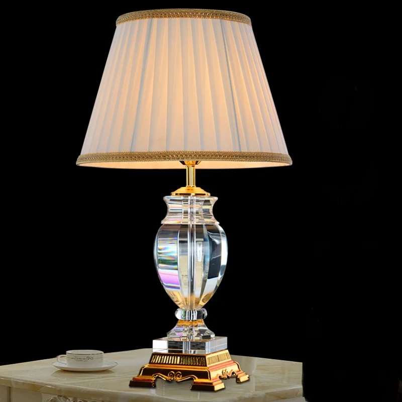 

European style Crystal Table lamp with lamp cover for living room Luxury Crystal bedroom lamp E27 home indoor BED LAMP