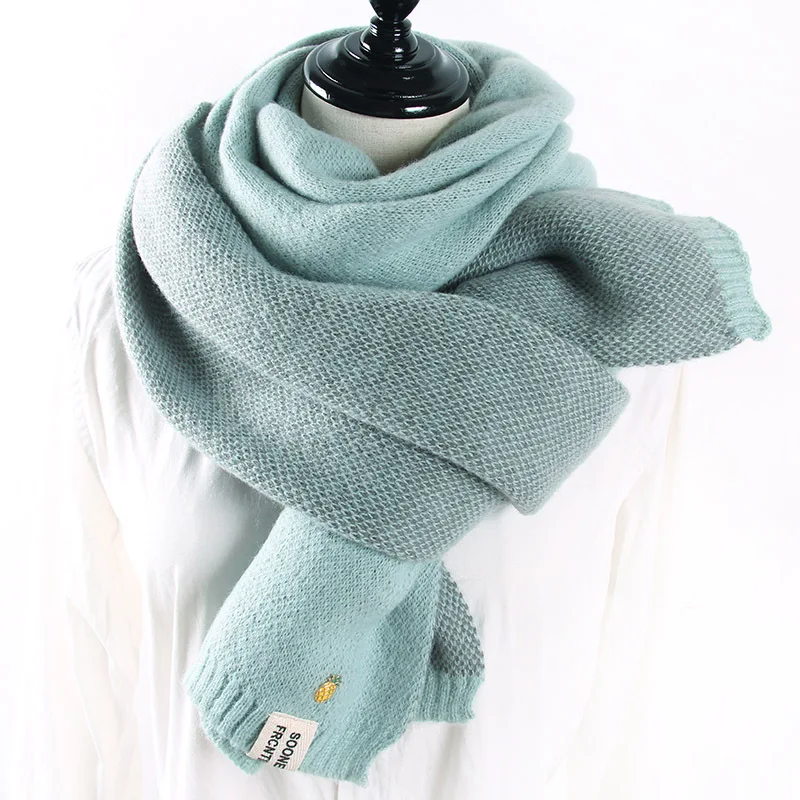 Шарф женский зимний мягкий шерстяной вязаный шарф шали женские утепленные хомут шеи женские зимние шарфы с ананасом палантины