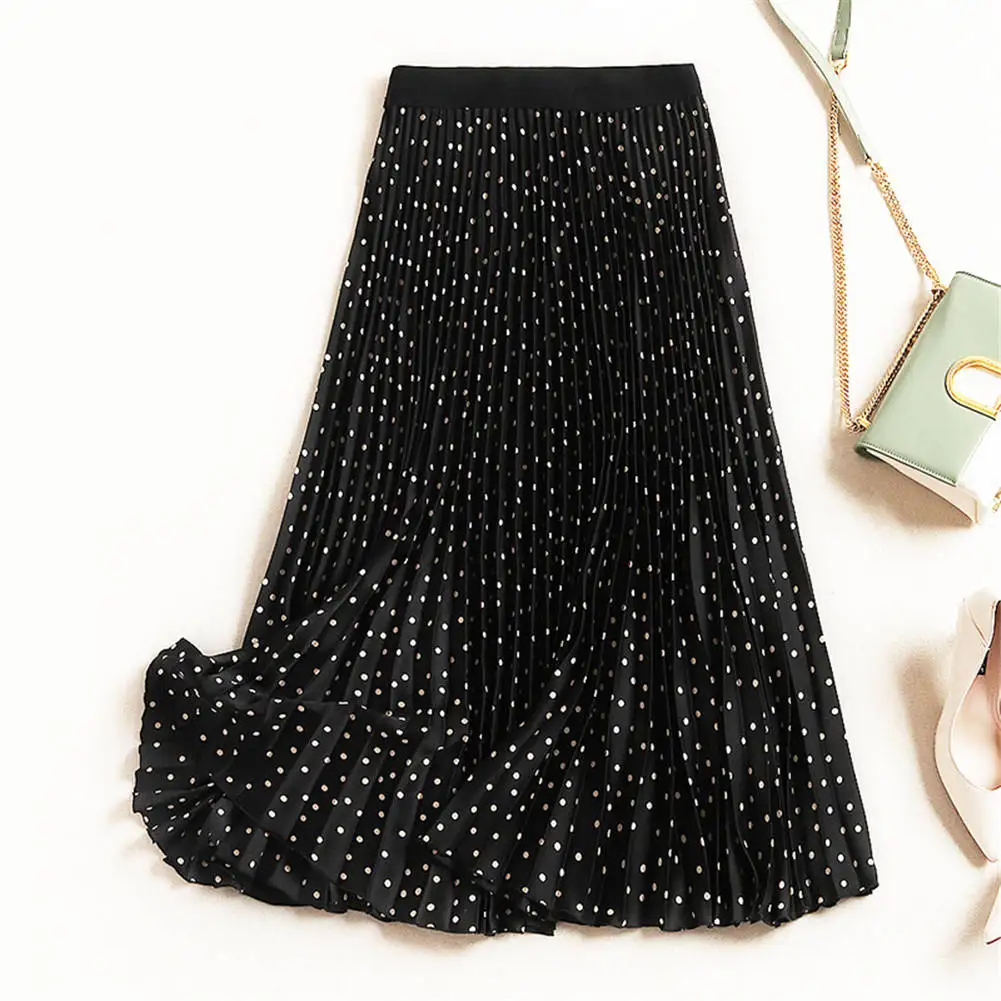 

YJSFG HOUSE Polka Dot Pleated Skirt 2019 Velvet High Waisted Long Skirts Womens Maxi Skirt Women School Skirt Beach Female Skirt