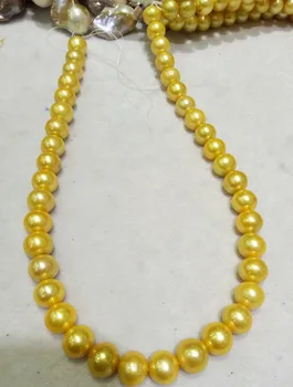 

strands 10-11mm genuine Cultured freshwater Golden Pearl pearl 17inch