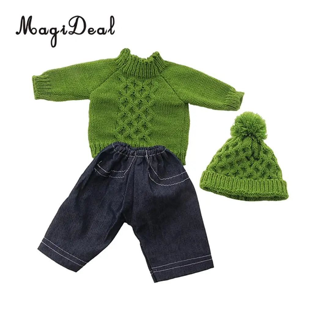 18inch American Doll Festival Party Clothing - Lovely Sweater Knitted Tops & Jeans Pants Hat Outfits For   Doll