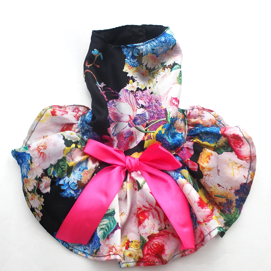 Dog Pet Floral Dress Tutu Cat Puppy Skirt Dresses Summer