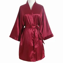 Женские однотонные халаты для невесты, сексуальное атласное кимоно купальный халат с v-образным вырезом, женское повседневное ночное белье, ночная Пижама для спа, одежда для гейши