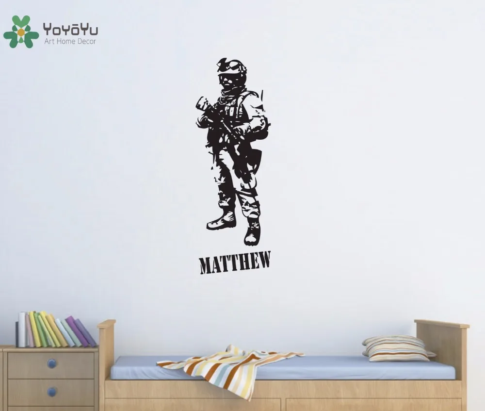 Us 14 17 25 Off Yoyoyu Vinyl Wall Decal Military Soldiers Rifle Special Forces Customize Kids Name Boy Bedroom Home Decoration Stickers Fd522 In