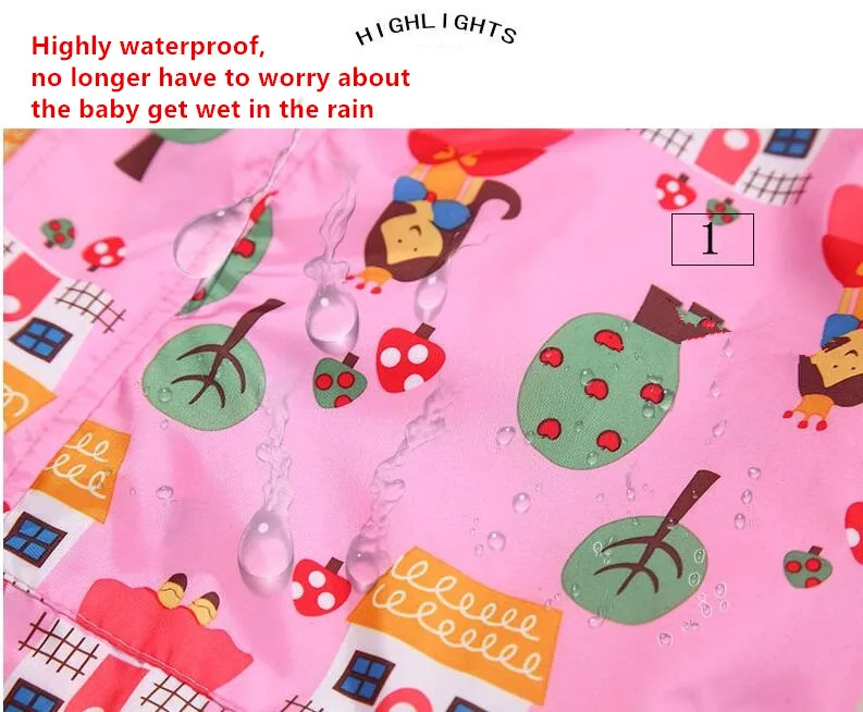 3.Children cartoon raincoat kids jumpsuit rainwear raincover for children baby boys girls waterproof poncho rain coat