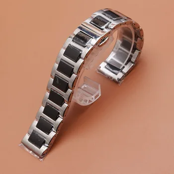 

Black Ceramic Bracelet and Stainless steel Watchbands Watch Strap Women Man Wristwatches band 14 16 18 20 22mm Butterfly buckle