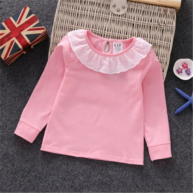Детские школьные блузки для девочек Летне-осенние блузки с короткими и длинными рукавами белого розового цвета в стиле Питера Пена Милые блузки для девочек