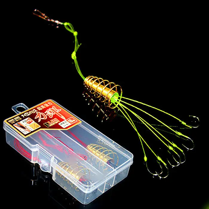 Set 2pcs 6in1 Lantern Barbed Explosion Fishing Hook with Tackle Bait Case Box Saltwater Freshwater Fishhook 6/7/8/9/10/11/12/13# | Спорт и