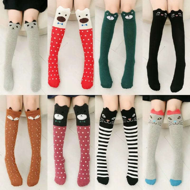 Cute Animal Socks Kids Girls Knee High Socks 3D Cartoon School Over Knee Long Socks Cotton Fox Cat Boys Leg Warmer 3-10Y