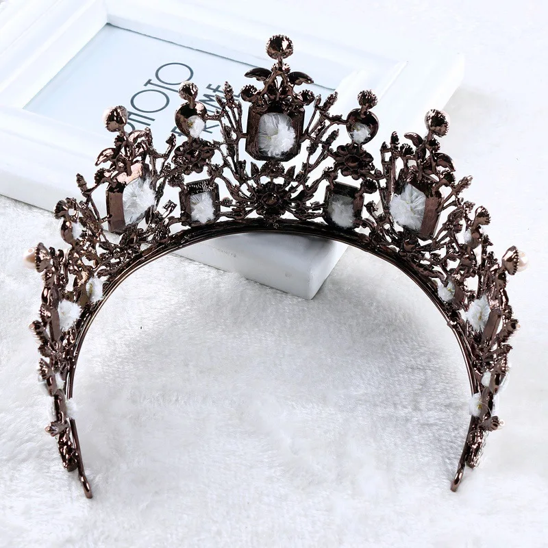  Vintage Crystal Beads Gold Tiara Headband Baroque Crown Crystal Rhinestone Tiaras Crowns Wedding Ha