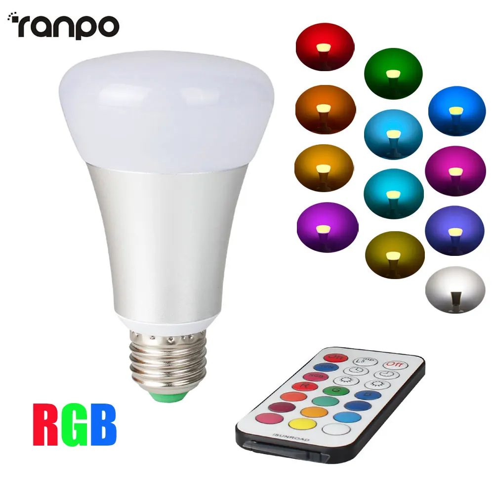 

RGB LED Light Bulb E27 10W Colorful Energy Saving Lighting LED Lamp Spotlight Bulb + 21 Keys Remote Control AC 85-265V