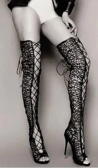 genou Cuir Spartiates Cut the Stiletto as Pictures Noir Sexy Hauts Pu outs Talons 2019 Bottes Dames Sandales Femme Over As Abesire Lacets Pictures À H1WzBUcq
